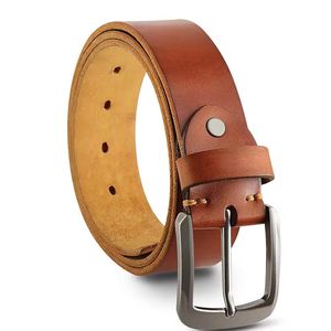 Ceinture pour homme en cuir de vachette véritable marron personnalisé de haute qualité, vente en gros - Product Image 1