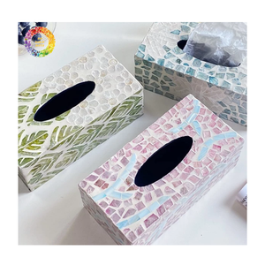 Caja de pañuelos de madera hecha a mano con incrustaciones de nácar, accesorios decorativos de lujo, caja de pañuelos de papel, caja de almacenamiento decorativa. - Product Image 1