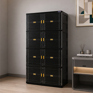 Nandos Smartbox 4 Stack <b>Black</b>, a stylish and functional plastic <b>cabinet</b>/wardrobe/closet storage solution for every purpose - Product Image 1