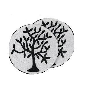 Embroidered <b>Glass</b> Beads Grey Color Placemats Direct Factory Sale From India Wholesale Price Low MOQ High Quality - Product Image 6