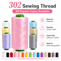 Benang Jahit Poliester 302 Laris Manis 13g Gulungan Kecil 50 Warna Tersedia Benang Kuat Tahan Lama untuk Jahit Rumah & DIY