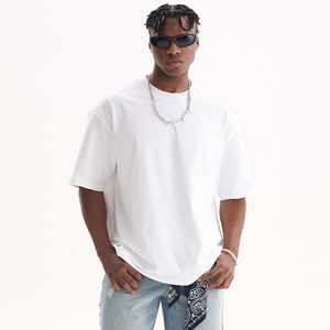 Ropa de calle de moda personalizada para hombre, camisetas de algodón de alta calidad para hombre, camisetas de manga corta con hombros caídos - Product Image 4