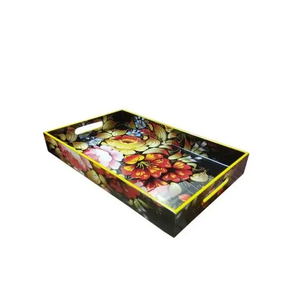 Nouveau design Vaisselle en bois imprimée Plateau de table alimentaire Plateau à thé et café Qualité admirable Fabriqué en Inde - Product Image 5