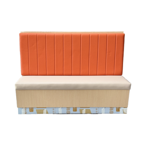 Asientos de Banqueta Modernos para Restaurante Comercial, Tapizados en Vinilo Naranja y Crema, Respaldo Alto, para Cafetería y Bar - Product Image 1