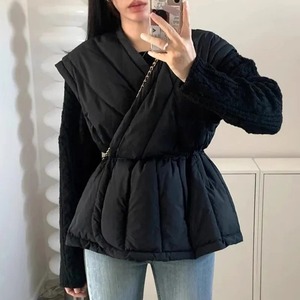 Chaqueta de algodón sin mangas con cordón y cuello en V cruzado de nuevo estilo para mujer, chaleco de otoño e invierno, Abrigo acolchado para mujer - Product Image 6