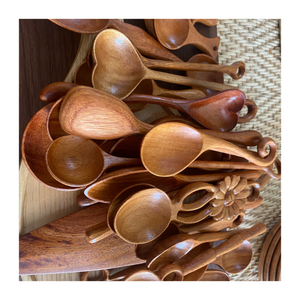 Cuchara de madera tradicional-Cuchara de mango largo para té y postre-Elaborada con madera dura ecológica-Cuchara de madera perfecta para el mercado - Product Image 2