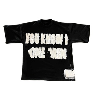 Camiseta con bordado desgastado de peso pesado para hombre, venta al por mayor, ropa de calle lisa en blanco, camisetas personalizadas para hombre, precio bajo - Product Image 1