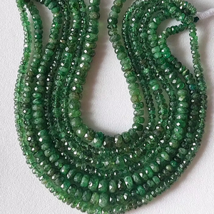 Tsavorite naturelle perles de rondelle à facettes perles de pierres précieuses vertes en vrac pour la fabrication de bijoux perles à facettes personnalisées - Product Image 1