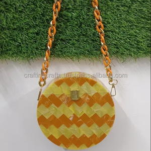 Beau sac de soirée artisanal en résine bleu blanc de style ange à vendre au meilleur prix pochette en résine de l'Inde - Product Image 2