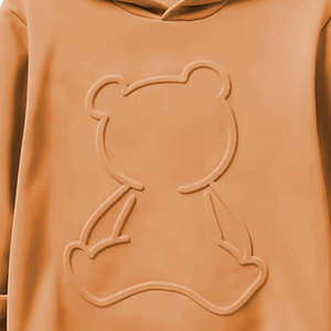 เสื้อมีฮู้ดผ้าฝ้ายผสมลายนูนสำหรับผู้ชายพิมพ์ลายนูนย้อมสีธรรมดา - Product Image 5