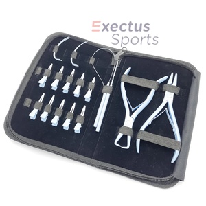 Kit de herramientas de pinzas para extensiones de cabello de acero inoxidable azul cielo de alta calidad con clips, aguja, tijeras y cinta adhesiva. - Product Image 4