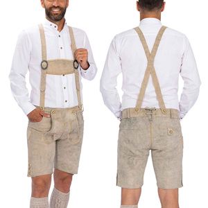 Alta calidad de cuero genuino Oktoberfest 2025 Venta caliente bávaro corto Lederhosen hombres tradicional auténtico traje alemán - Product Image 3