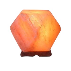 Lámpara de sal rosa del Himalaya natural tallada en forma de diamante de Sian Enterprises, iluminación ecológica con estilo elegante - Product Image 4