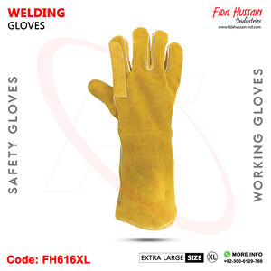 Guantes de trabajo de soldadura de cuero de vaca con puño largo más populares de 2024, guantes de soldador pesados al por mayor, guantes de cuero de Pakistán - Product Image 4