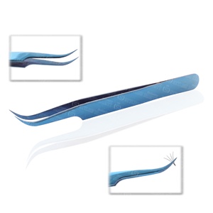 แหนบต่อขนตาสแตนเลสสีน้ำเงินจากโรงงานโดยตรง จับขนตาได้อย่างสมบูรณ์แบบ ปลายแหลม - Product Image 3