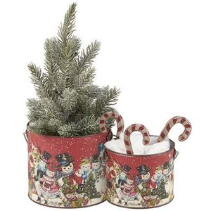 Seau de Noël en métal pour la décoration festive de la maison avec un design rustique parfait pour contenir des pommes de pin ornements cadeaux - Product Image 4