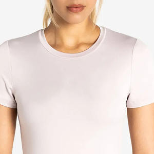 New Design Light Grey Women's Breatheasy Full Length Stretchy <b>T</b> <b>Shirt</b> Short Sleeves Crew Neck Designer & <b>Yoga</b> Gym Workout Tee - Product Image 5
