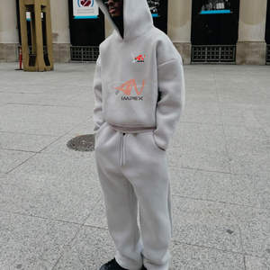 Conjunto Deportivo Unisex de Alta Calidad, 100% Algodón, Pantalones y Sudadera con Capucha Personalizados, Conjunto Deportivo Holgado con Logotipo Frontal para Hombre - Product Image 2
