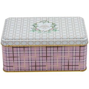 1.6L Rosy Plaid Rectangular Caja de Almacenamiento de Metal 115x190x80mm-Cestas de Metal - Product Image 1