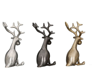 Ciervo con acabado plateado, escultura de ciervo decorativa de aluminio fundido personalizada, ciervo decorativo para el hogar hecho a medida - Product Image 5