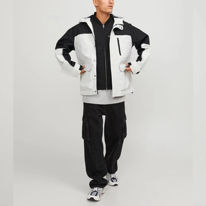 Veste de ski pour homme, imperméable, coupe-vent, col montant, fermeture éclair, respirante, grande taille, unie - Product Image 2