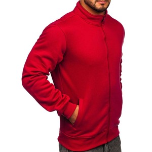 100% algodón polar diseño de moda OEM Logo algodón sólido rojo cremallera completa cuello alto chaqueta térmica para hombre - Product Image 4