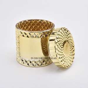 Hammered Texture Simple Standard Designer High Grade Gold Plated Premium Quality Metal Made Luxury Candle Jar With Lid Supplies - Product Image 2