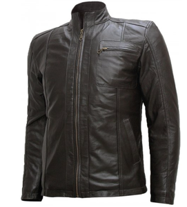 Veste en cuir personnalisée pour hommes automne et hiver veste décontractée 2024 nouvelle veste en cuir rétro col rond manches longues haut à la mode - Product Image 3