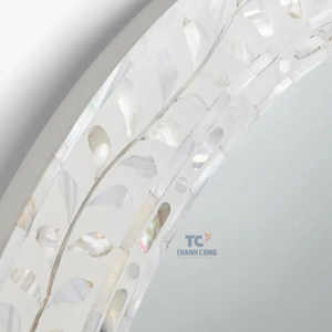 Espejo colgante de pared de nácar, marco de espejo con incrustaciones de perlas hechas a mano, lujoso, para Decoración - Product Image 4