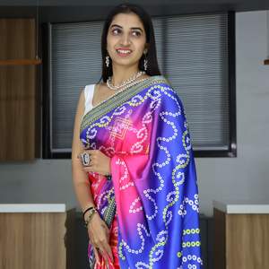 100% ส่าหรีผ้าไหมแท้สำหรับผู้ใหญ่เสื้อผ้าอินเดียแบบนิ่มและปากีสถานงานปาร์ตี้แบบตะวันตกทำมือพิมพ์ลายด้วยมือ - Product Image 4