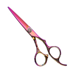 Tijeras de peluquero de acero japonés de gama alta, tijeras de corte de pelo recubiertas de varios colores, tensión ajustable, belleza cómoda para los dedos - Product Image 2