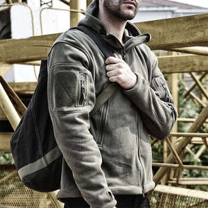 Veste polaire à capuche chaude pour homme Style motard d'hiver Tissu doux et respirant Logo personnalisé Fermeture éclair - Product Image 5