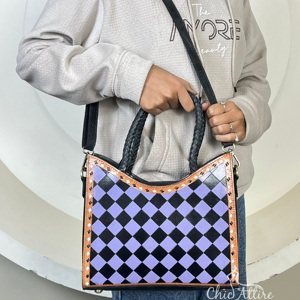 Bolsos de Diseñador de Marca de Lujo, Nuevos, 2025, Hechos a Mano, de Cuero Grabado a Cuadros, Bolso de Viaje Cruzado, Bolso de Hombro de Lujo para Mujer - Product Image 1
