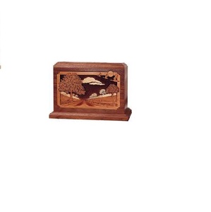 Urna de madera pulida con acabado Natural brillante, decoración de cremación sólida para adultos en el hogar para almacenamiento de cenizas - Product Image 1