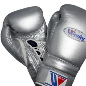 Winning ถุงมือชกมวยหนังแท้พรีเมี่ยมสีเงิน, ถุงมือฝึกชกมวยต่อสู้ชกมวยโปรขนาด8ออนซ์10ออนซ์12ออนซ์14ออนซ์16ออนซ์ - Product Image 2