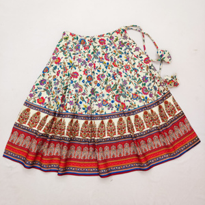 Ensemble Lehenga Choli traditionnel pour enfants Shoryam Fashion, blanc, ajrakh, longueur au sol |   Vêtements de fête de mariage prêts à porter - Product Image 4