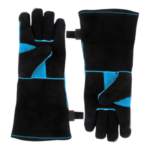 Venta al por mayor personalizado OEM Logo negro cuero de vaca Split guantes resistentes al fuego soldadura mano guantes de seguridad - Product Image 5