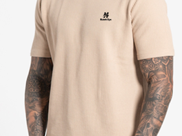 T-shirt à manches courtes pour hommes de couleur beige dans le tissu de coton côtelé T-shirt de polo personnalisé en coton Slim Fit pour homme pour l'impression - Product Image 6