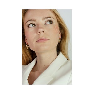 Vente en gros Del Pia Srl Boucles d'oreilles créoles de luxe pour femmes, style vague, polies, jaunes, 15x20mm, plaqué or 18K sur argent 925 - Product Image 4