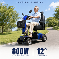 Scooter de mobilité pliable à quatre roues avec capteurs pour seniors, capacité de 150 kg, autonomie de 26 miles, moteur de 800 W, batterie au lithium pliable