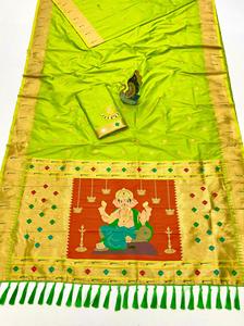 Artriddh Ganesh Paithani Soft Silk Saree-Reversible para bodas y celebraciones de Diwali - Product Image 6