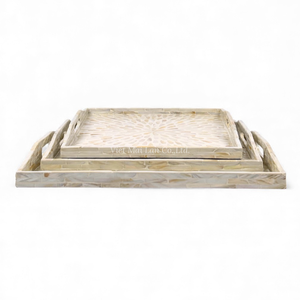 Plateau carré moderne en nacre naturelle, plateau de service, plateau en coquille pour la décoration de la maison, fabriqué directement au Vietnam - Product Image 3