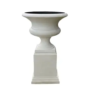 Cup-Shaped GRC Planter in White Durable and Beautiful Suitable for Planting and Garden Decoration