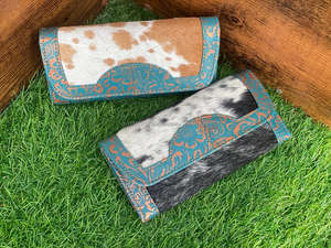 Estilo occidental tallado piel de vaca embrague gran oferta estampado en relieve cuero diseñador teléfono caso moda alta calidad carteras - Product Image 2