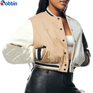 Chaquetas de Invierno Personalizadas para Mujer, Bordado Chenille, Mangas de Cuero Genuino, Chaquetas Universitarias Acolchadas de Algodón, Chaquetas para Mujer - Product Image 6