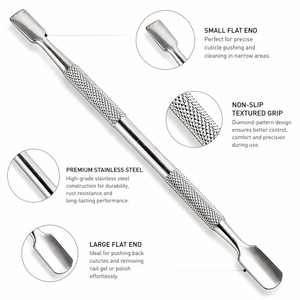 Outil de manucure et pédicure professionnel en acier inoxydable double extrémité pour repousser et nettoyer les cuticules - Product Image 4