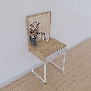 Mini Minimalist Dressing <b>Table</b> with Iron Legs BTD68010 Solid Wood and MDF Chest of Drawers for Living Room Oak Style - Product Image 3