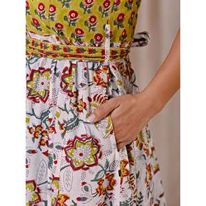 Vestido sin mangas con estampado de bloques verde y blanco, cuello elegante, tallas XS-XL, ropa casual ODM para discoteca, transpirable y natural. - Product Image 4