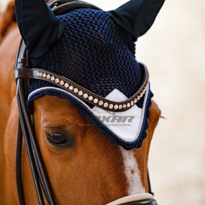 Lightweight crochet fly bonnet for horses breathable washable comfortable design Pakistan made durable <b>ear</b> <b>cover</b> <b>ear</b> bonnet - Product Image 5
