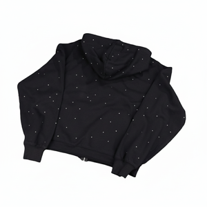 Sweat à capuche zippé vintage personnalisé avec strass, 100% coton, molleton lourd, surdimensionné, décontracté, streetwear pour homme - Product Image 6